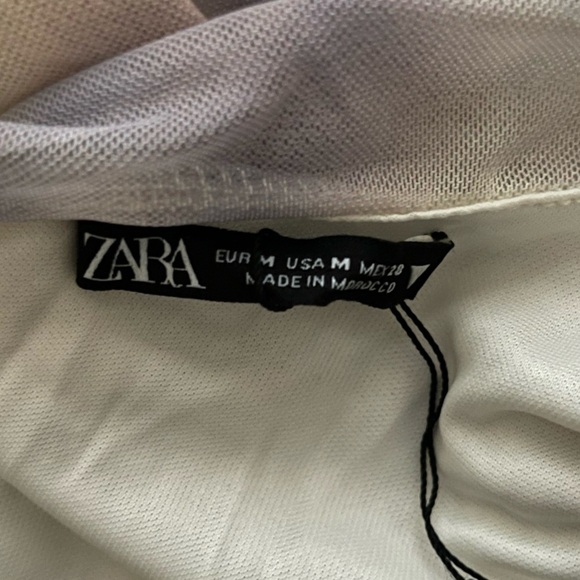 ZARA Cream Purple Cloud Print One Shoulder Cutout Mini Dress Medium NEW Sexy - Picture 8 of 8